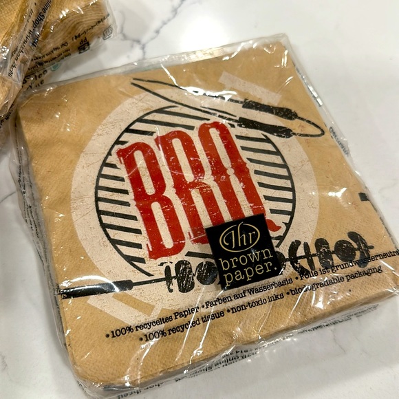 NWT Ideal Home Range Bundle of 6 Brown Paper BBQ Theme Party Napkins - Picture 2 of 7